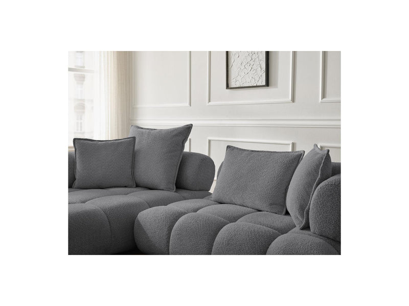 Canapé D'Angle Fixe - Alya - Tissu Bouclette - Angle Gauche