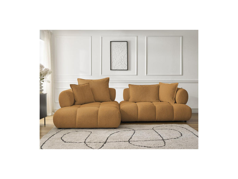 Canapé D'Angle Fixe - Alya - Tissu Bouclette - Angle Gauche