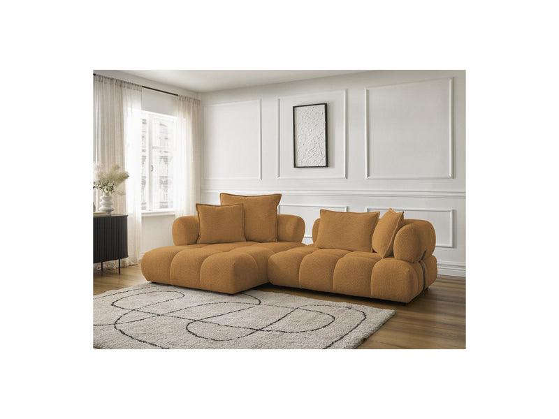 Canapé D'Angle Fixe - Alya - Tissu Bouclette - Angle Gauche
