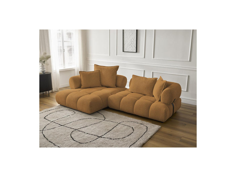 Canapé D'Angle Fixe - Alya - Tissu Bouclette - Angle Gauche
