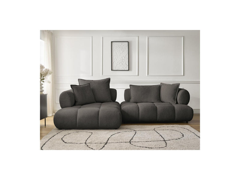 Canapé D'Angle Fixe - Alya - Tissu Bouclette - Angle Gauche