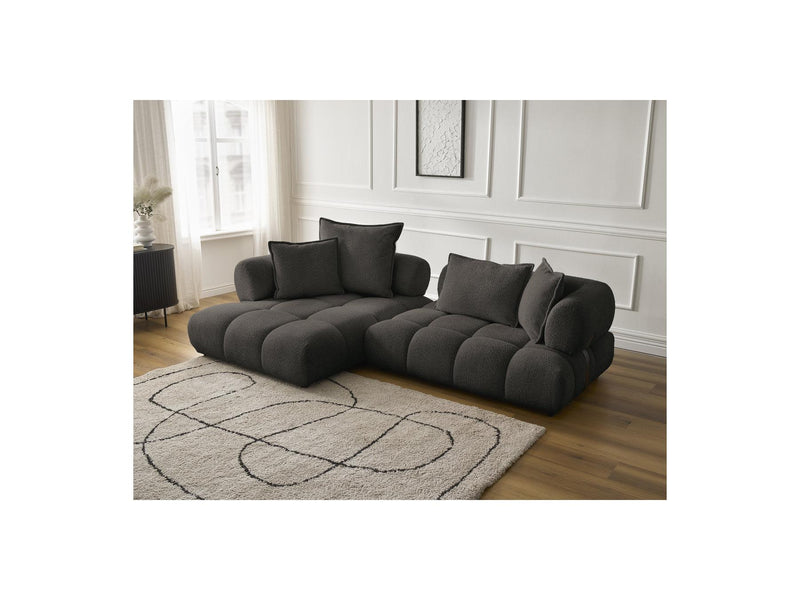 Canapé D'Angle Fixe - Alya - Tissu Bouclette - Angle Gauche