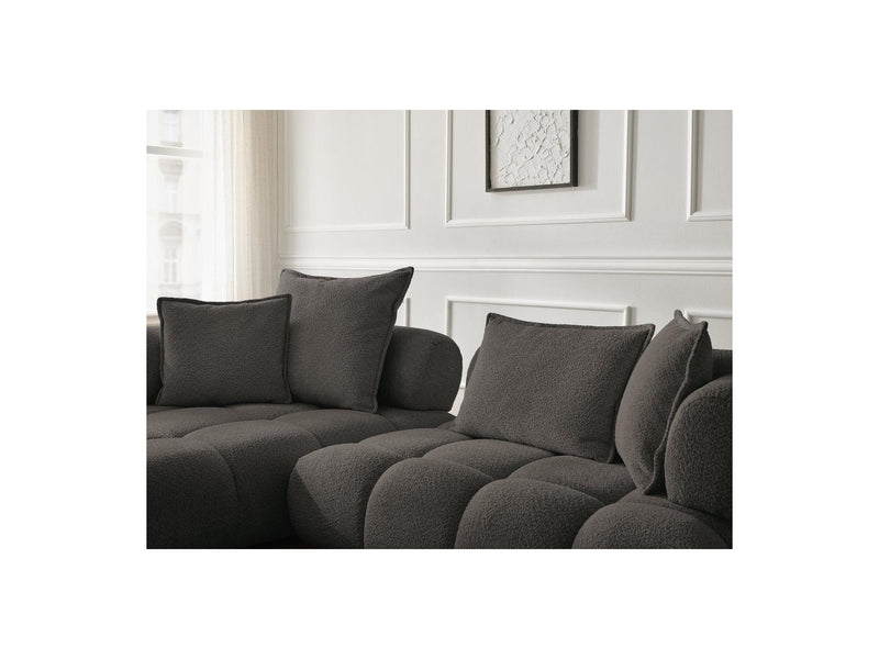 Canapé D'Angle Fixe - Alya - Tissu Bouclette - Angle Gauche