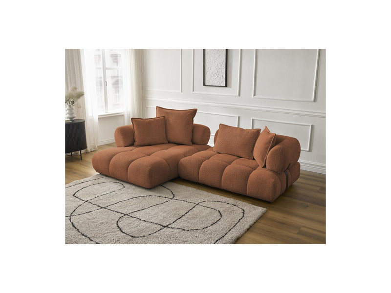 Canapé D'Angle Fixe - Alya - Tissu Bouclette - Angle Gauche