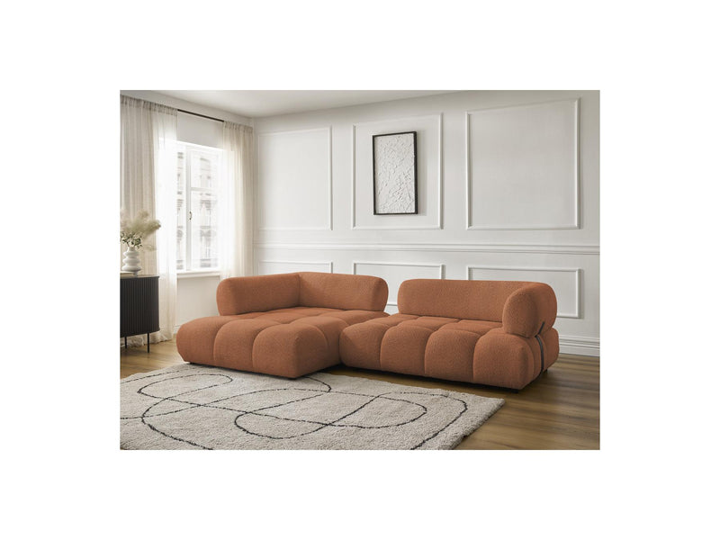 Canapé D'Angle Fixe - Alya - Tissu Bouclette - Angle Gauche