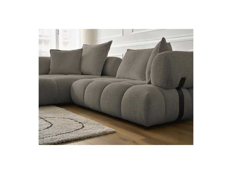 Canapé D'Angle Fixe - Alya - Tissu Bouclette - Angle Gauche