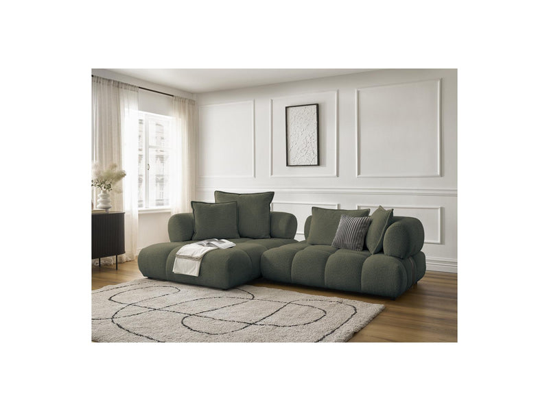 Canapé D'Angle Fixe - Alya - Tissu Bouclette - Angle Gauche