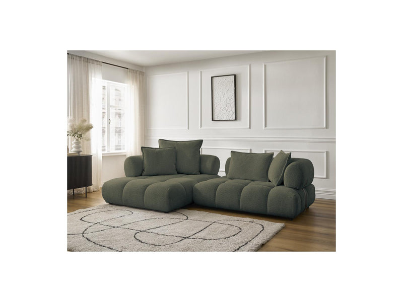 Canapé D'Angle Fixe - Alya - Tissu Bouclette - Angle Gauche