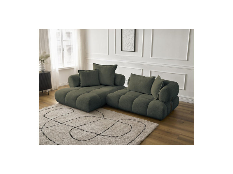 Canapé D'Angle Fixe - Alya - Tissu Bouclette - Angle Gauche