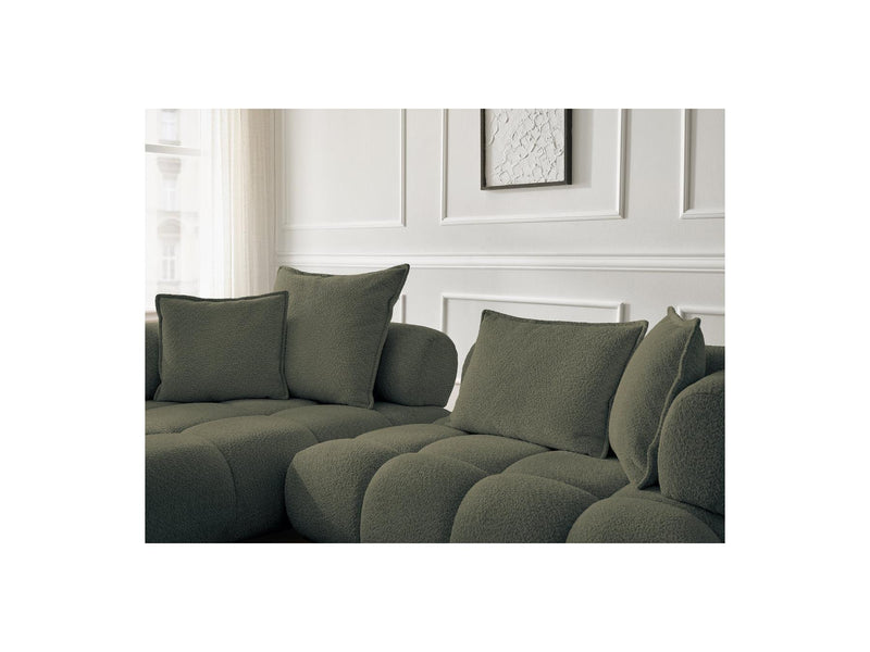 Canapé D'Angle Fixe - Alya - Tissu Bouclette - Angle Gauche