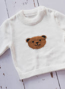 Pull En Coton - Ourson - Écru