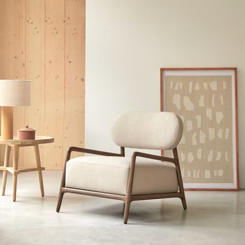 Fauteuil En Mindi Massif Romane - Beige