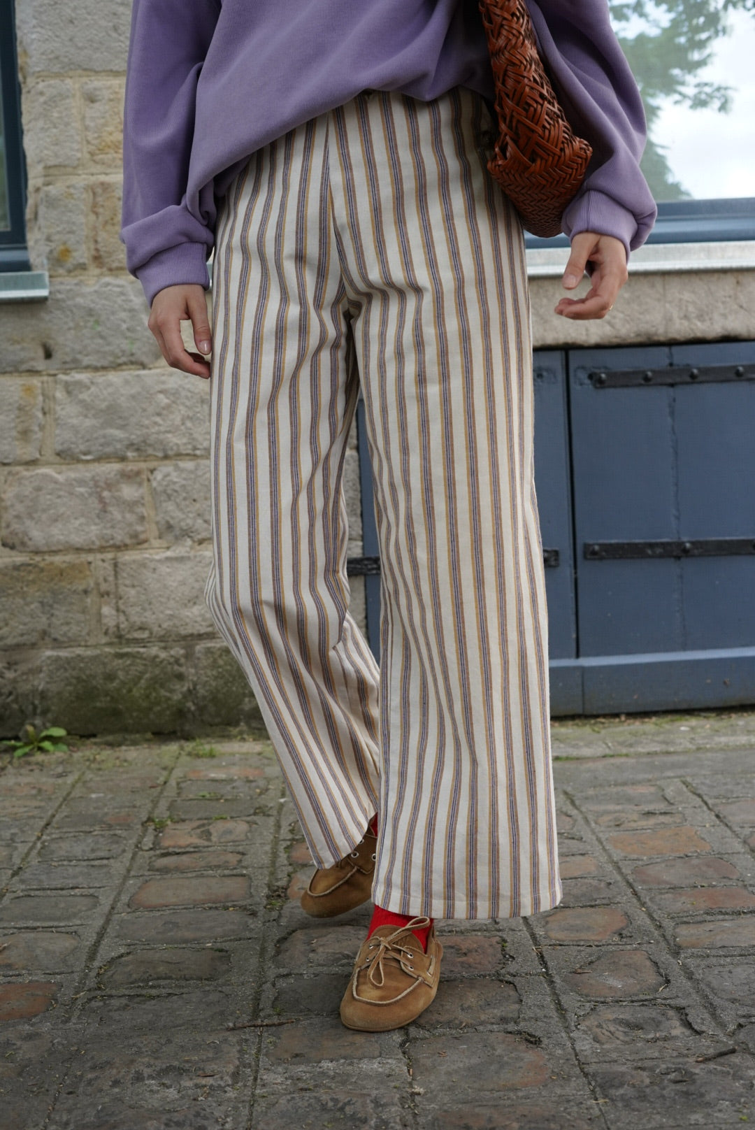 Augustin Striped Pants Camel/Lilac