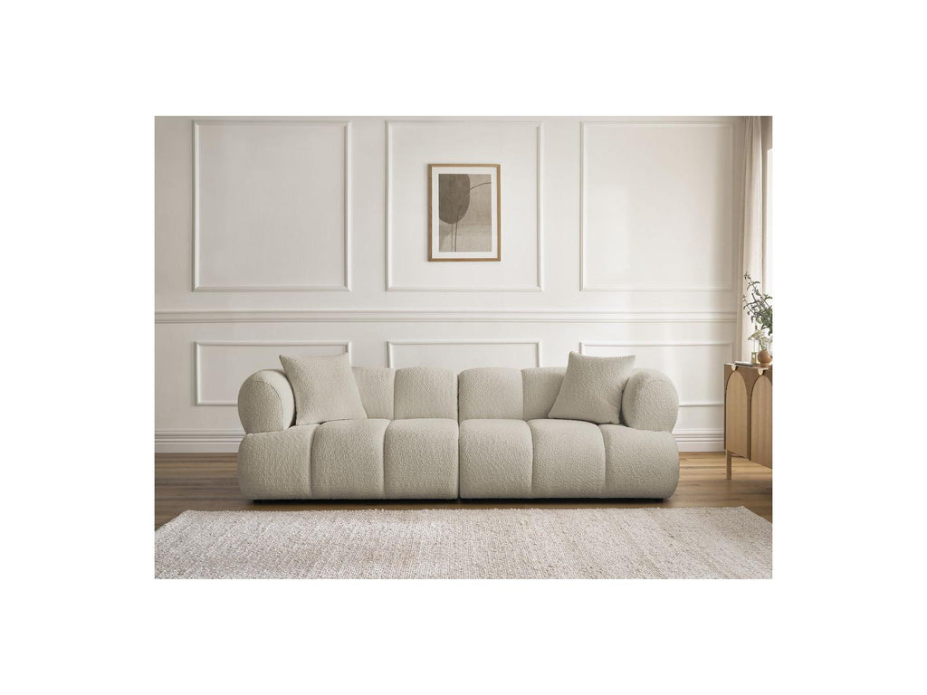 Pamira - Fixed Straight 3-Seater Sofa - Bouclé Fabric