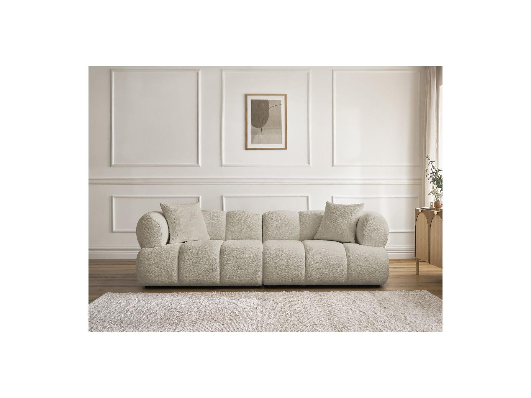 Pamira - Fixed Straight 3-Seater Sofa - Bouclé Fabric