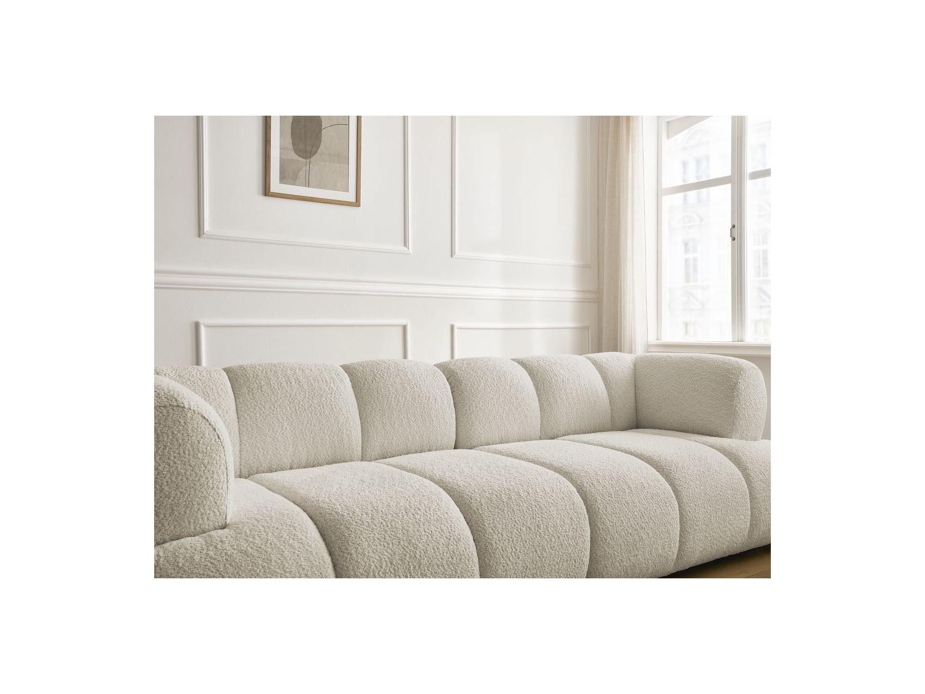 Pamira - Fixed Straight 3-Seater Sofa - Bouclé Fabric