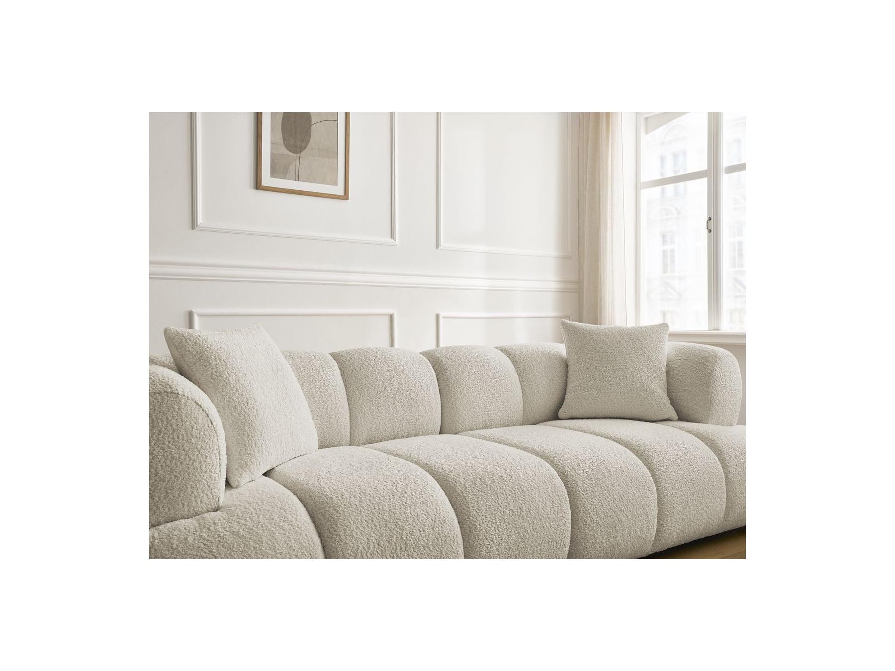 Pamira - Fixed Straight 3-Seater Sofa - Bouclé Fabric