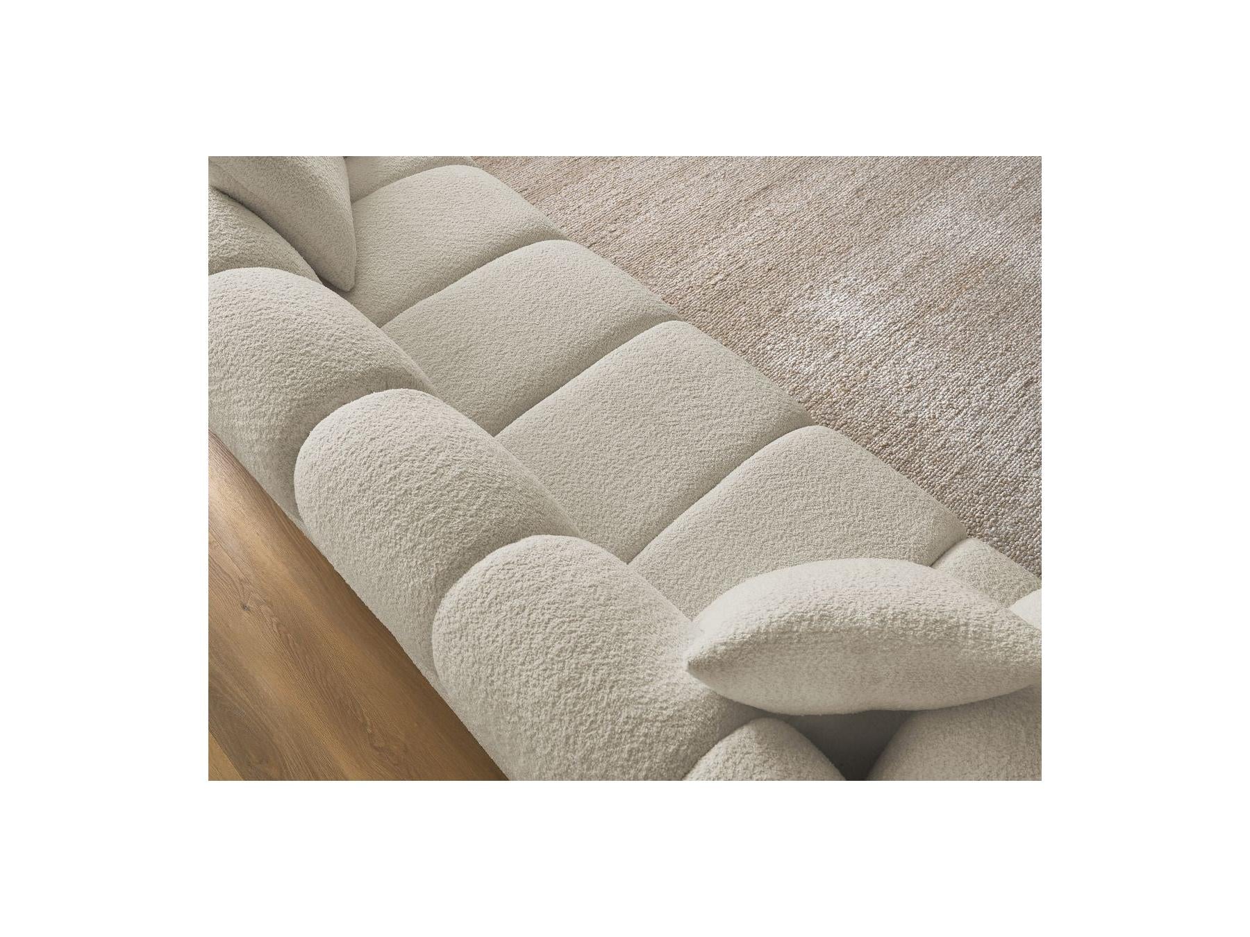 Pamira - Fixed Straight 3-Seater Sofa - Bouclé Fabric