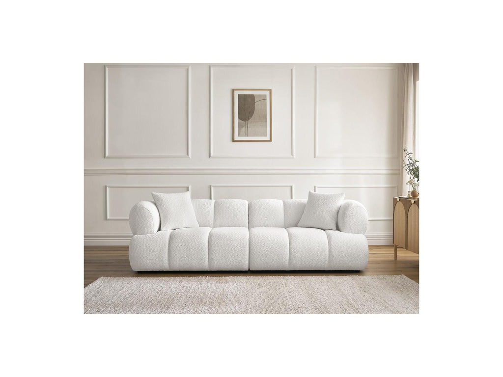 Pamira - Fixed Straight 3-Seater Sofa - Bouclé Fabric