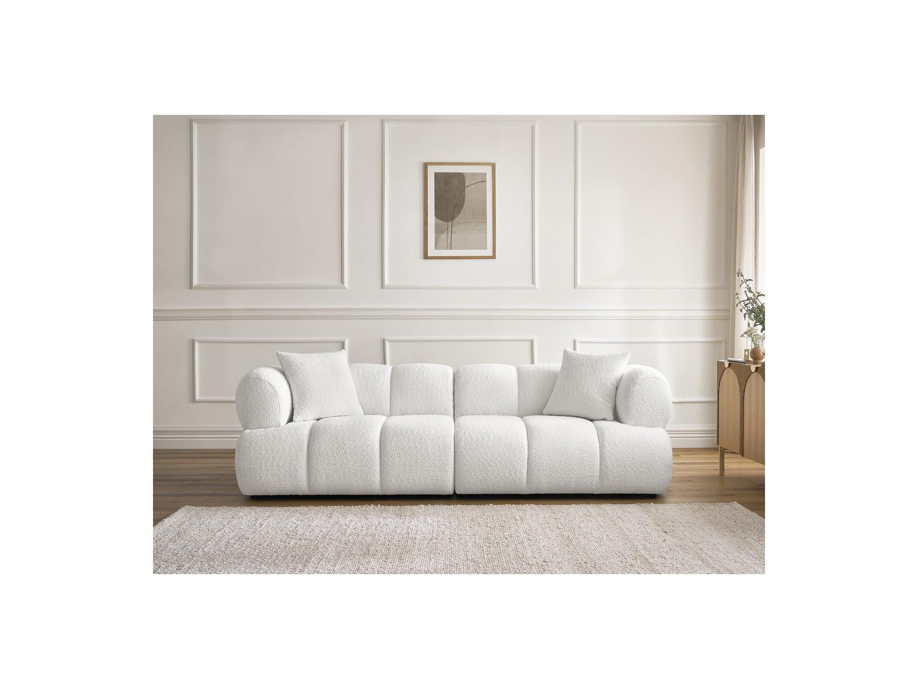 Pamira - Fixed Straight 3-Seater Sofa - Bouclé Fabric