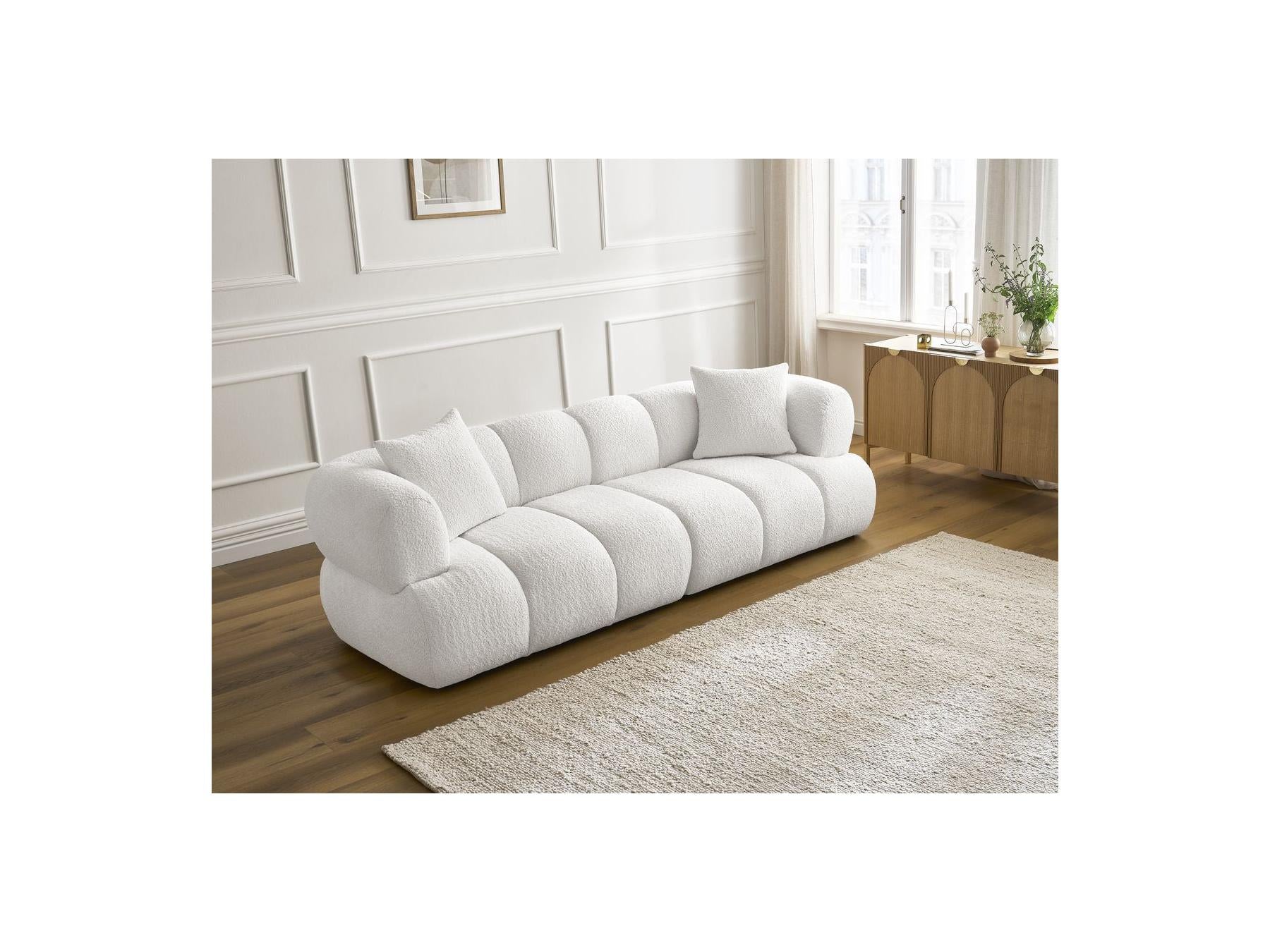 Pamira - Fixed Straight 3-Seater Sofa - Bouclé Fabric
