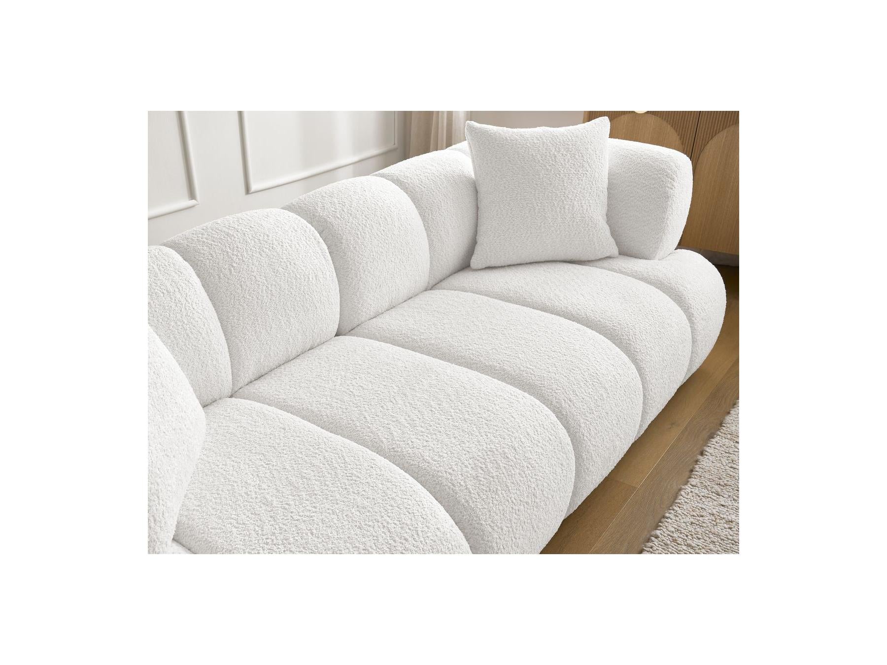 Pamira - Fixed Straight 3-Seater Sofa - Bouclé Fabric