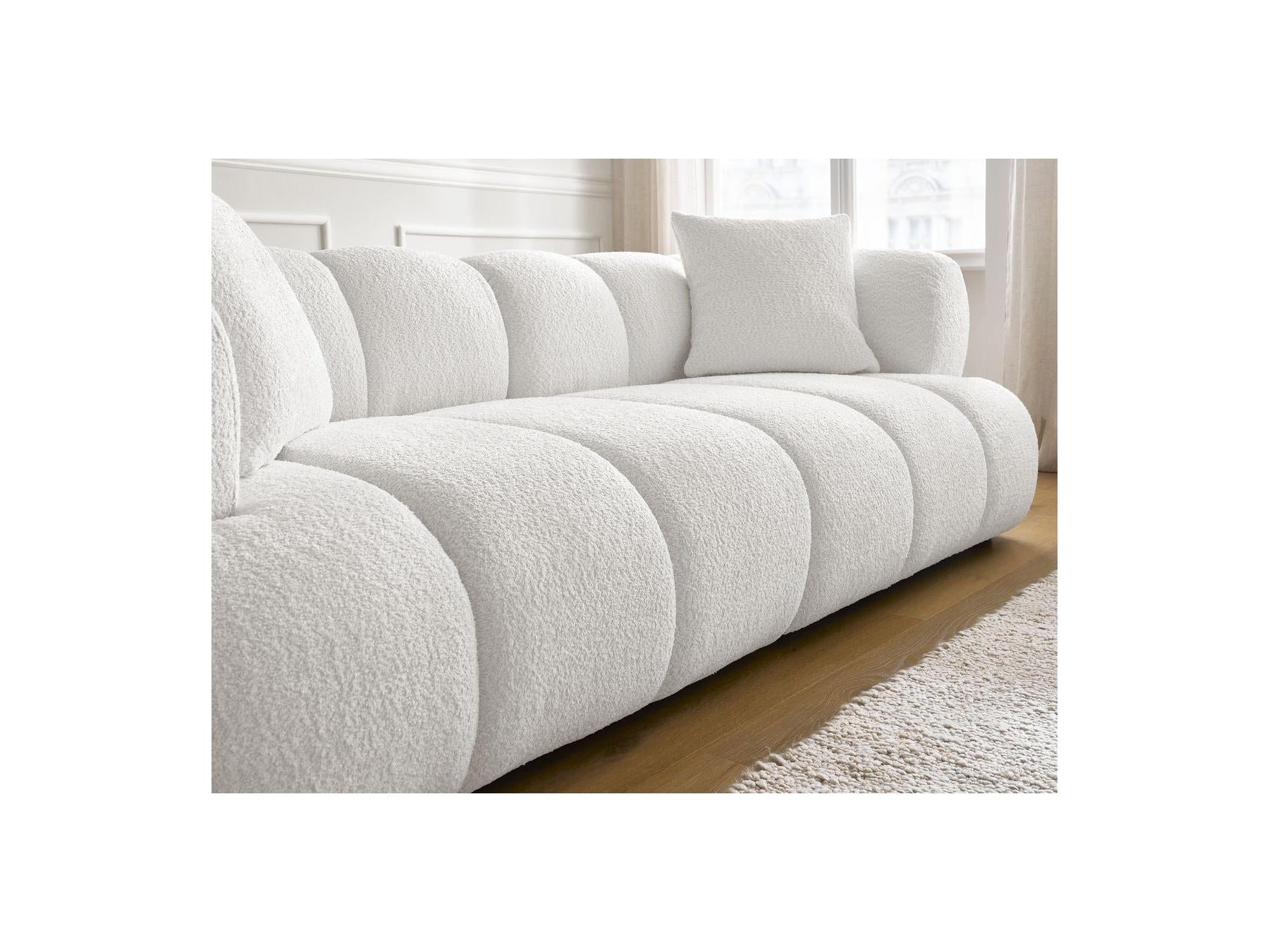 Pamira - Fixed Straight 3-Seater Sofa - Bouclé Fabric