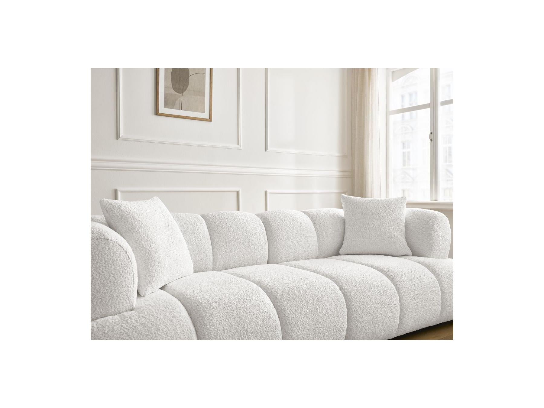 Pamira - Fixed Straight 3-Seater Sofa - Bouclé Fabric