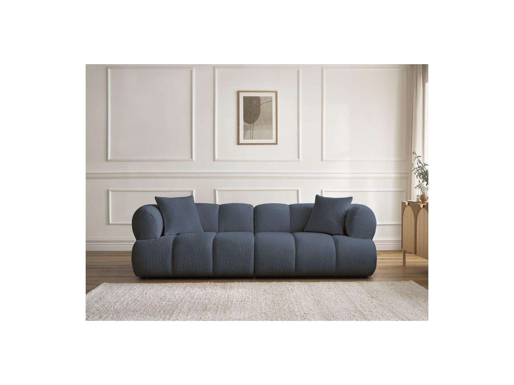 Pamira - Fixed Straight 3-Seater Sofa - Bouclé Fabric