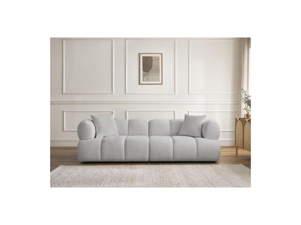 Pamira - Fixed Straight 3-Seater Sofa - Bouclé Fabric