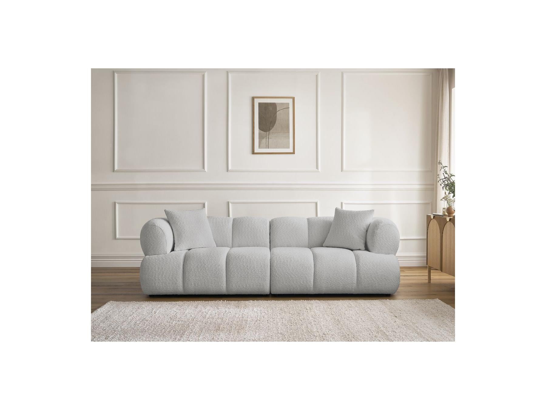 Pamira - Fixed Straight 3-Seater Sofa - Bouclé Fabric
