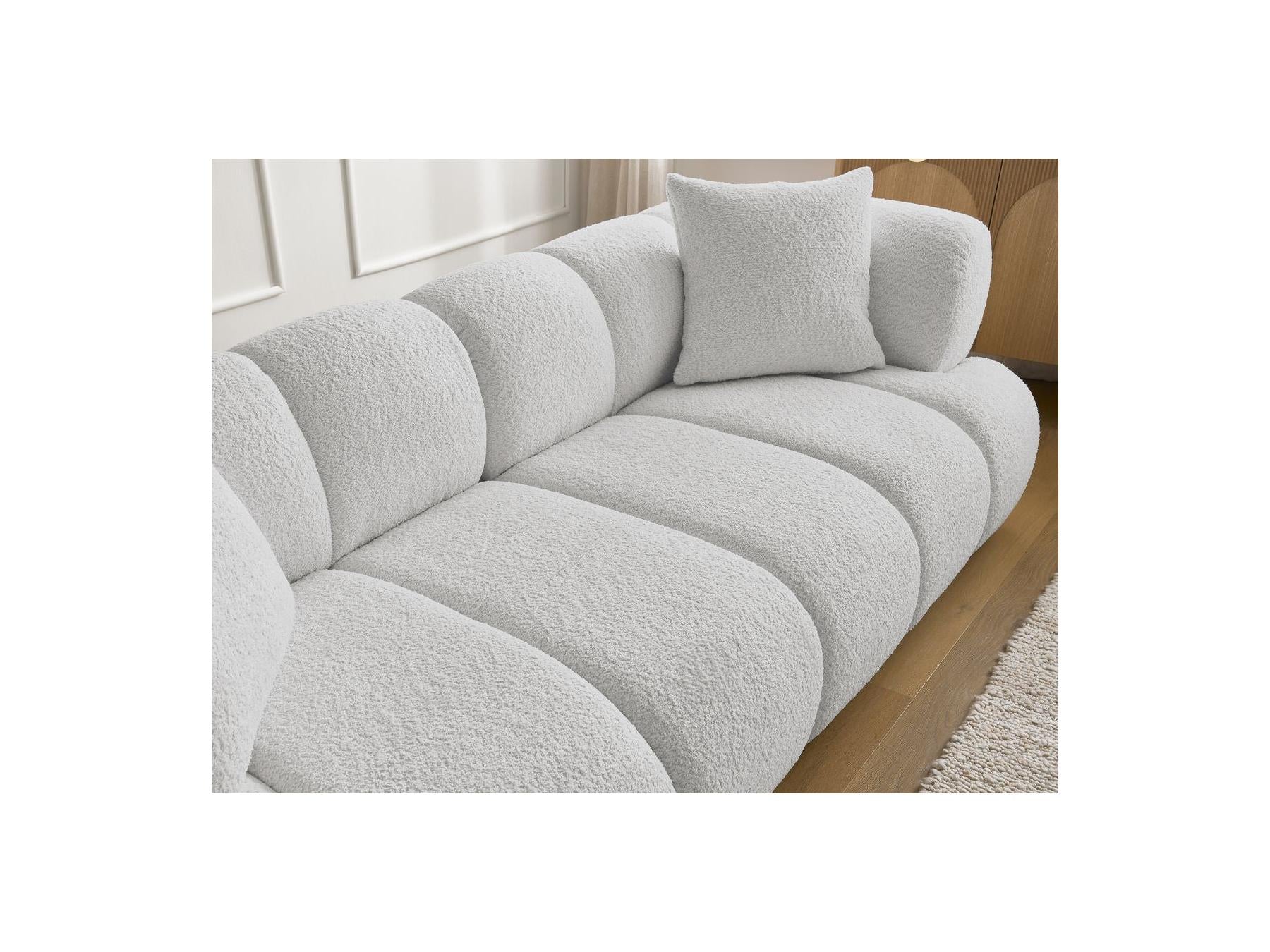 Pamira - Fixed Straight 3-Seater Sofa - Bouclé Fabric