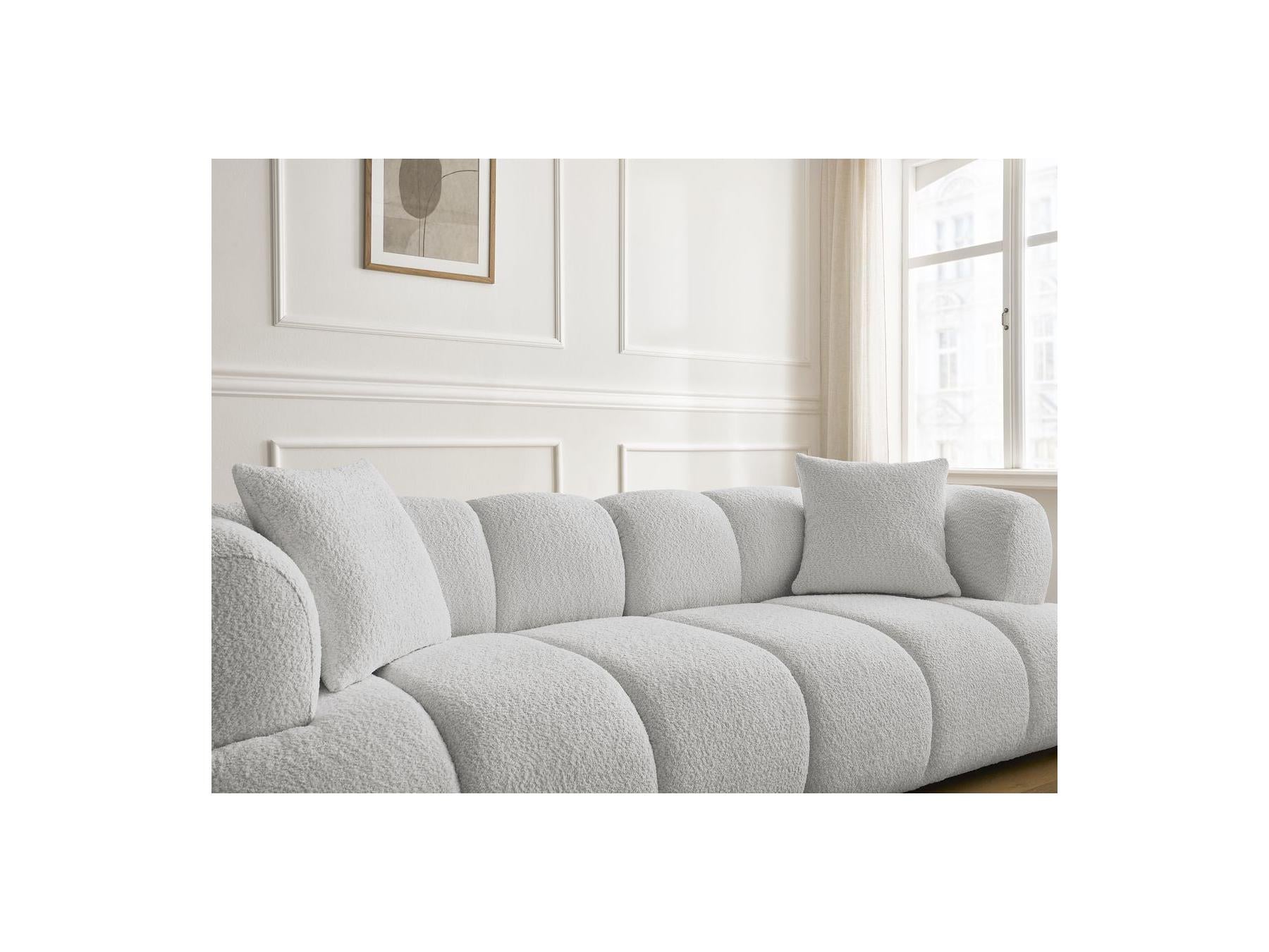 Pamira - Fixed Straight 3-Seater Sofa - Bouclé Fabric