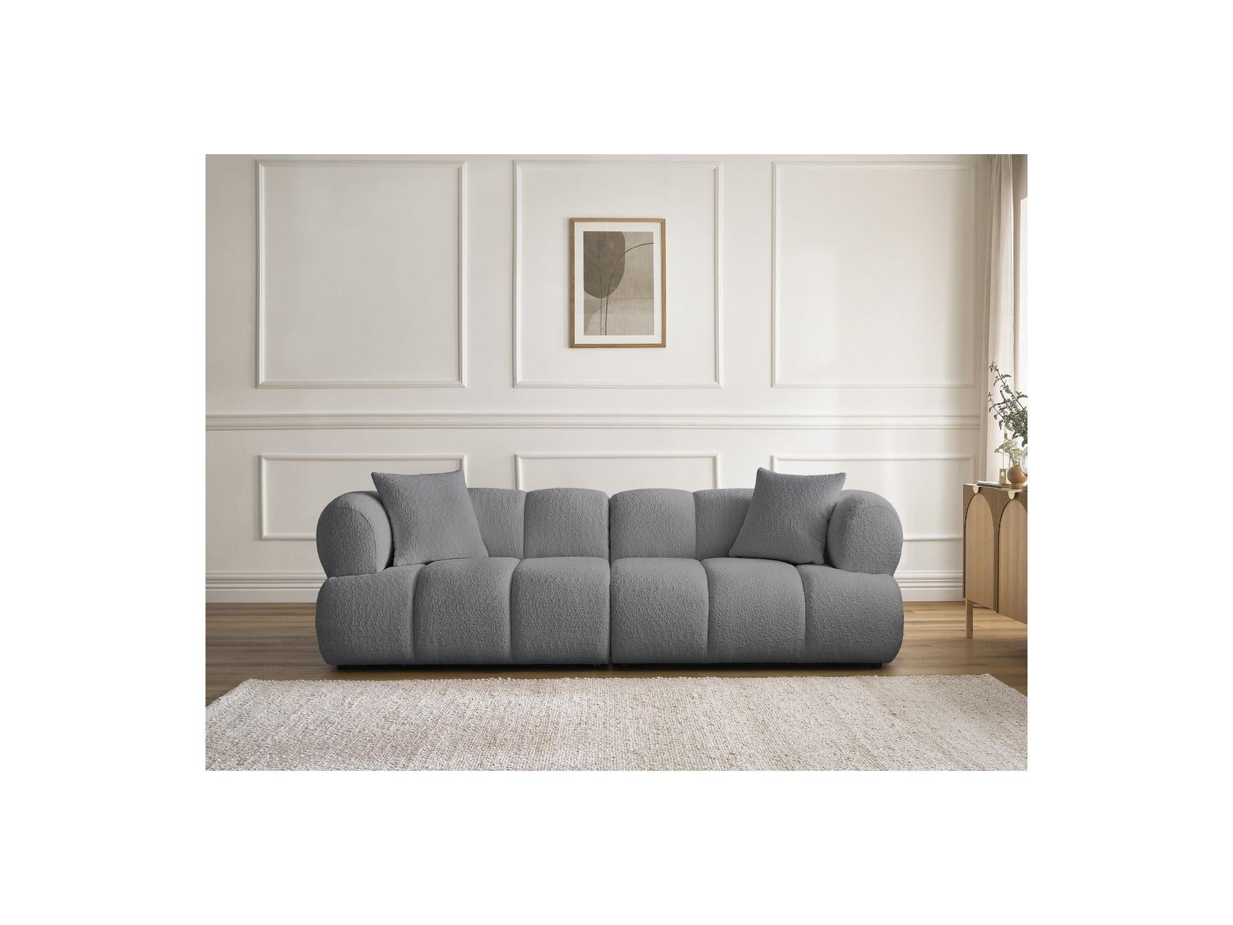 Pamira - Fixed Straight 3-Seater Sofa - Bouclé Fabric