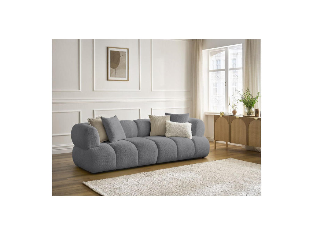 Pamira - Fixed Straight 3-Seater Sofa - Bouclé Fabric