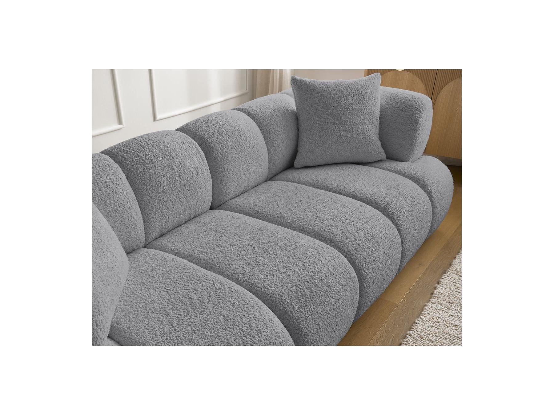 Pamira - Fixed Straight 3-Seater Sofa - Bouclé Fabric