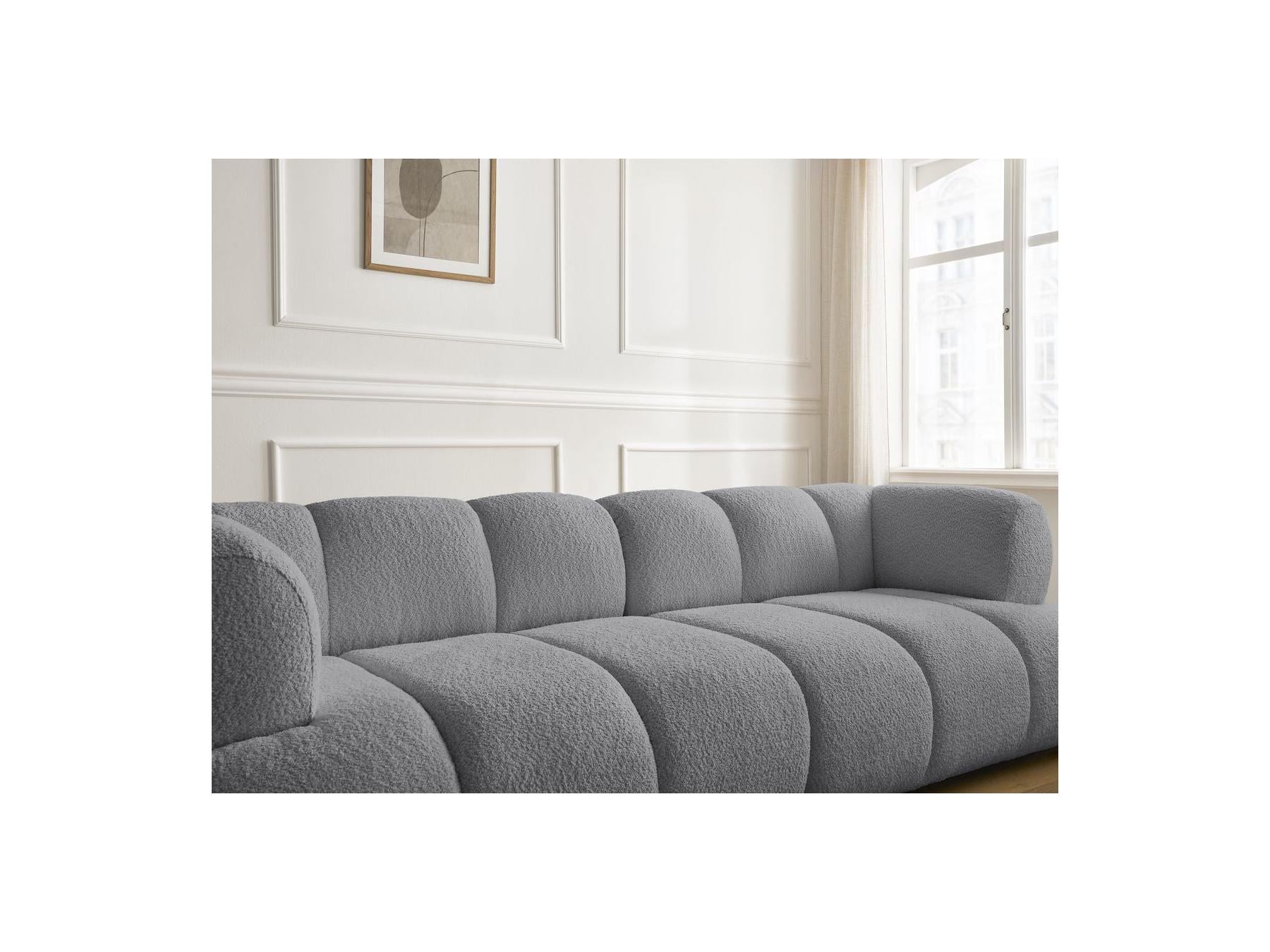 Pamira - Fixed Straight 3-Seater Sofa - Bouclé Fabric