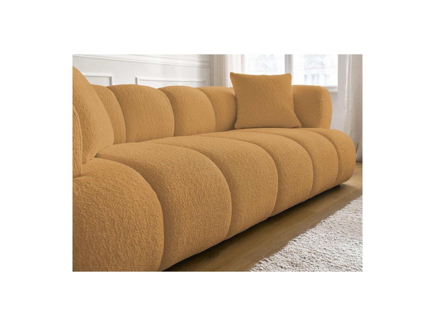 Pamira - Fixed Straight 3-Seater Sofa - Bouclé Fabric