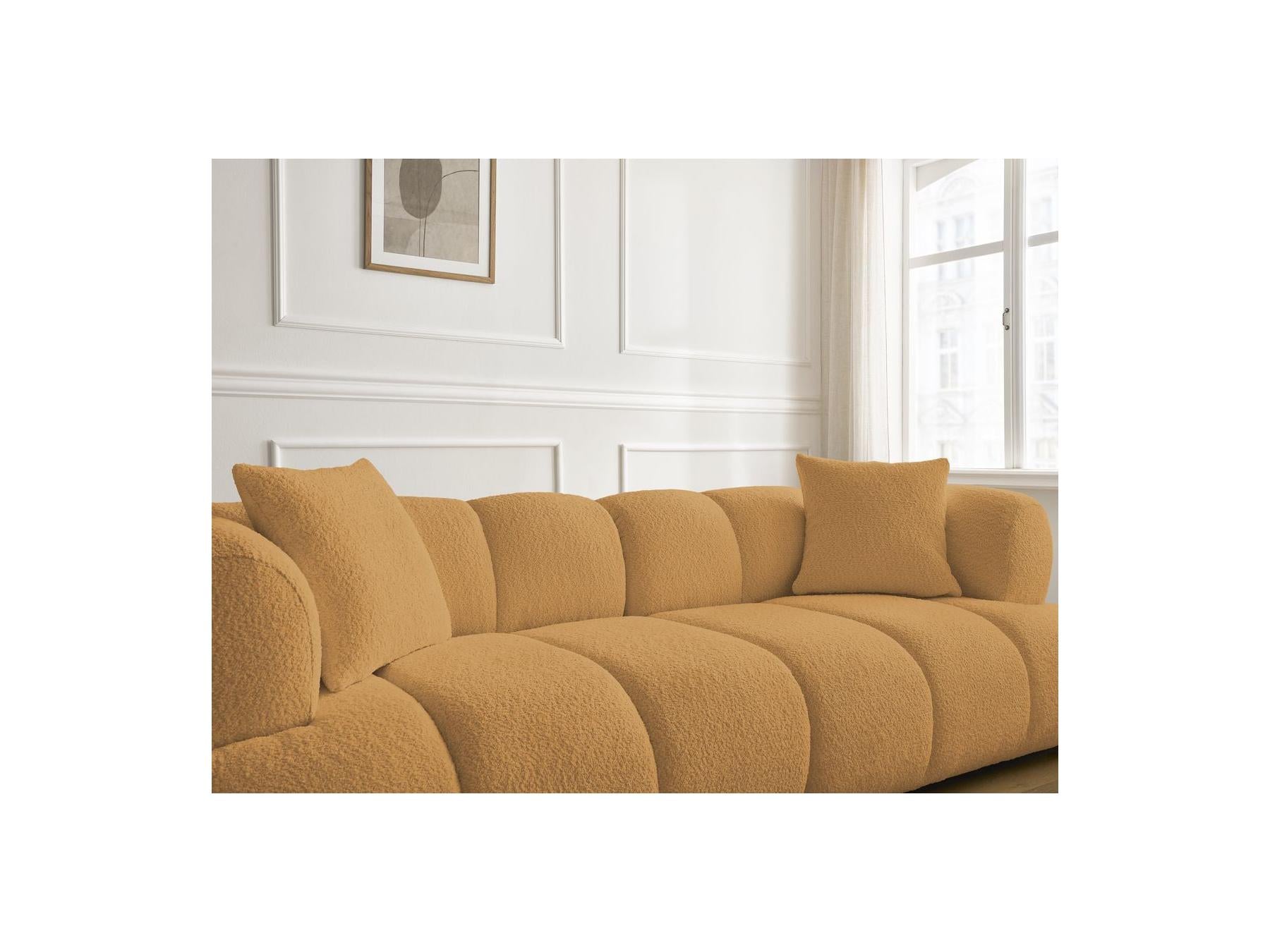 Pamira - Fixed Straight 3-Seater Sofa - Bouclé Fabric