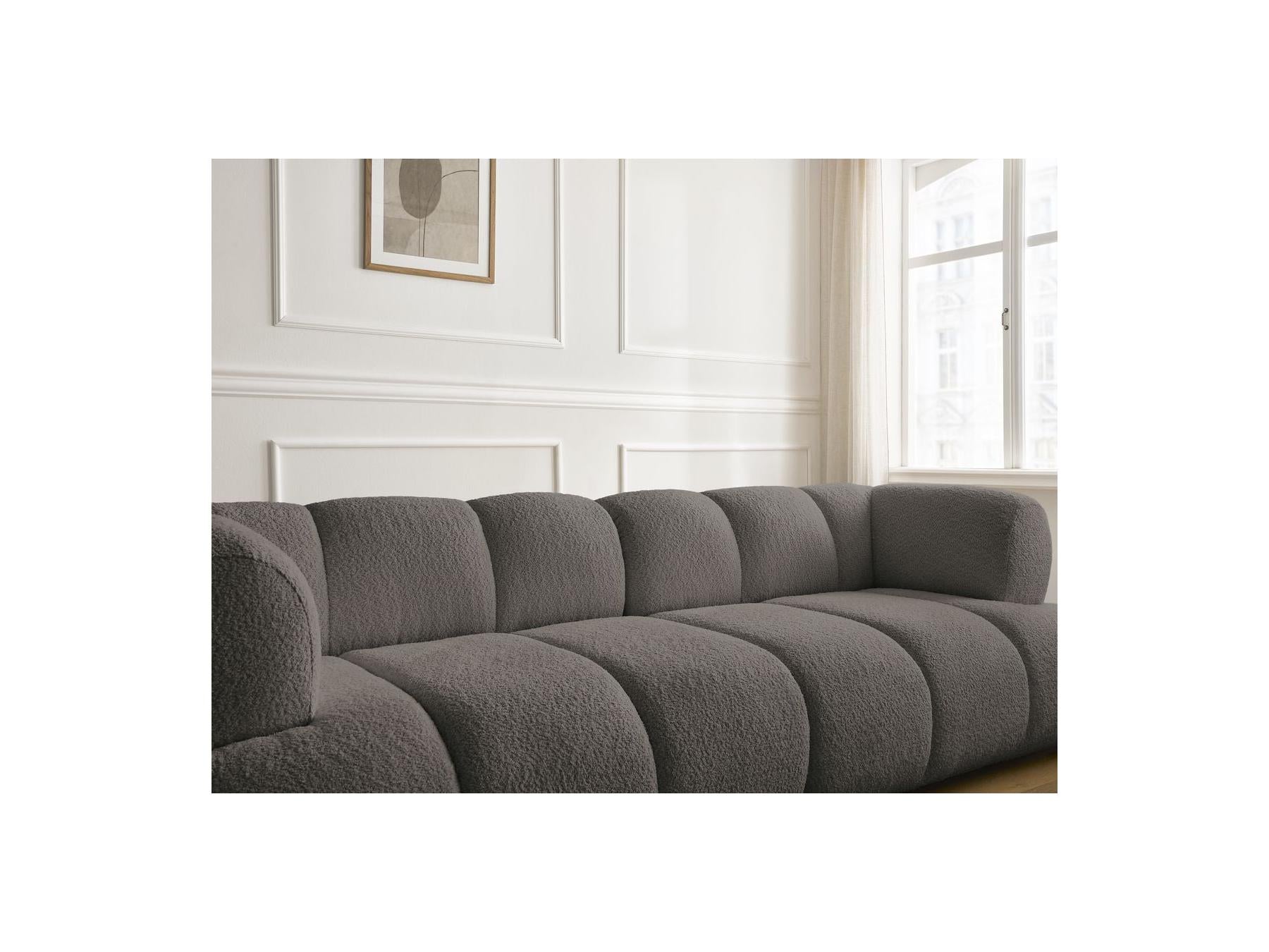 Pamira - Fixed Straight 3-Seater Sofa - Bouclé Fabric