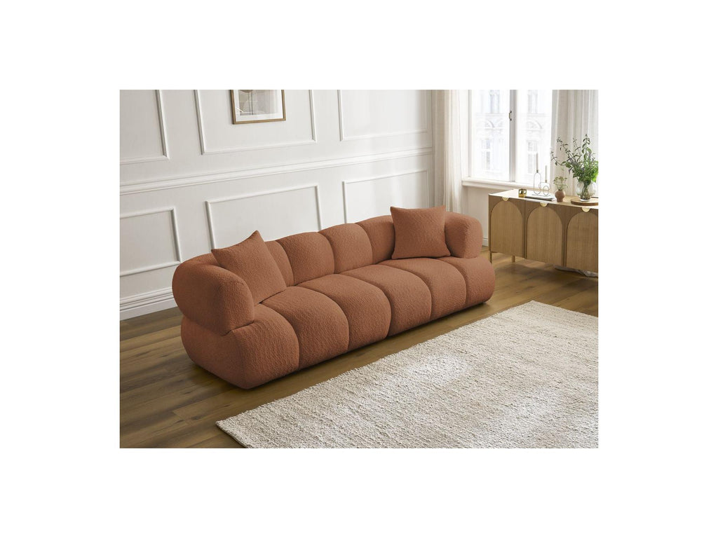 Pamira - Fixed Straight 3-Seater Sofa - Bouclé Fabric