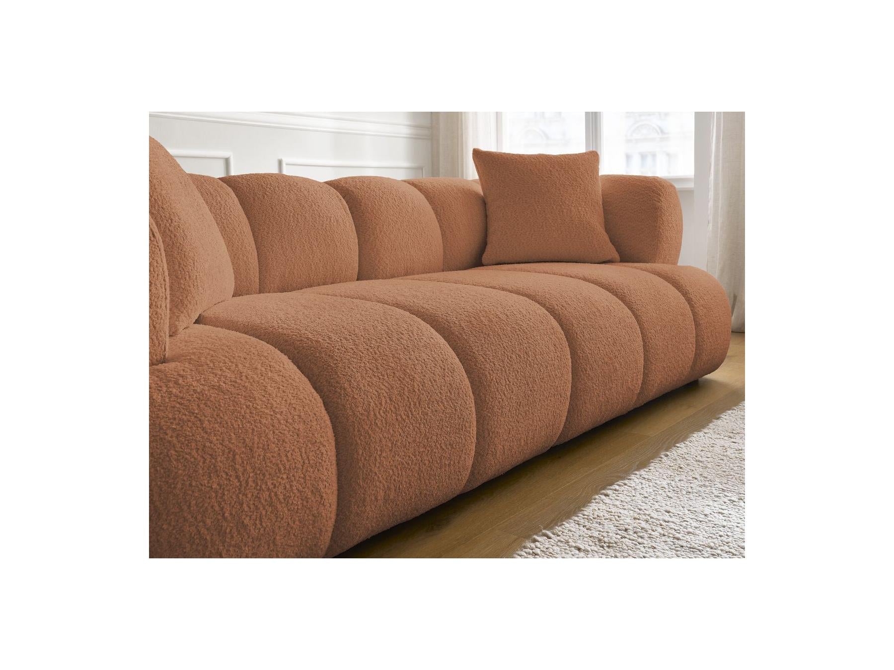 Pamira - Fixed Straight 3-Seater Sofa - Bouclé Fabric