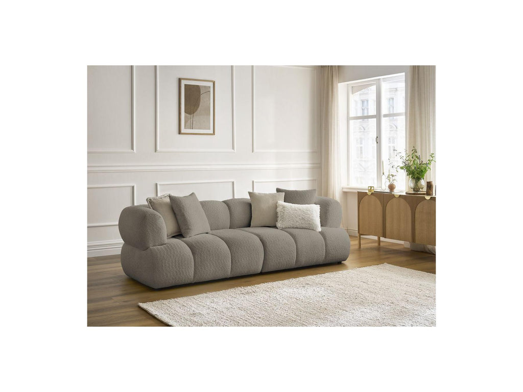 Pamira - Fixed Straight 3-Seater Sofa - Bouclé Fabric
