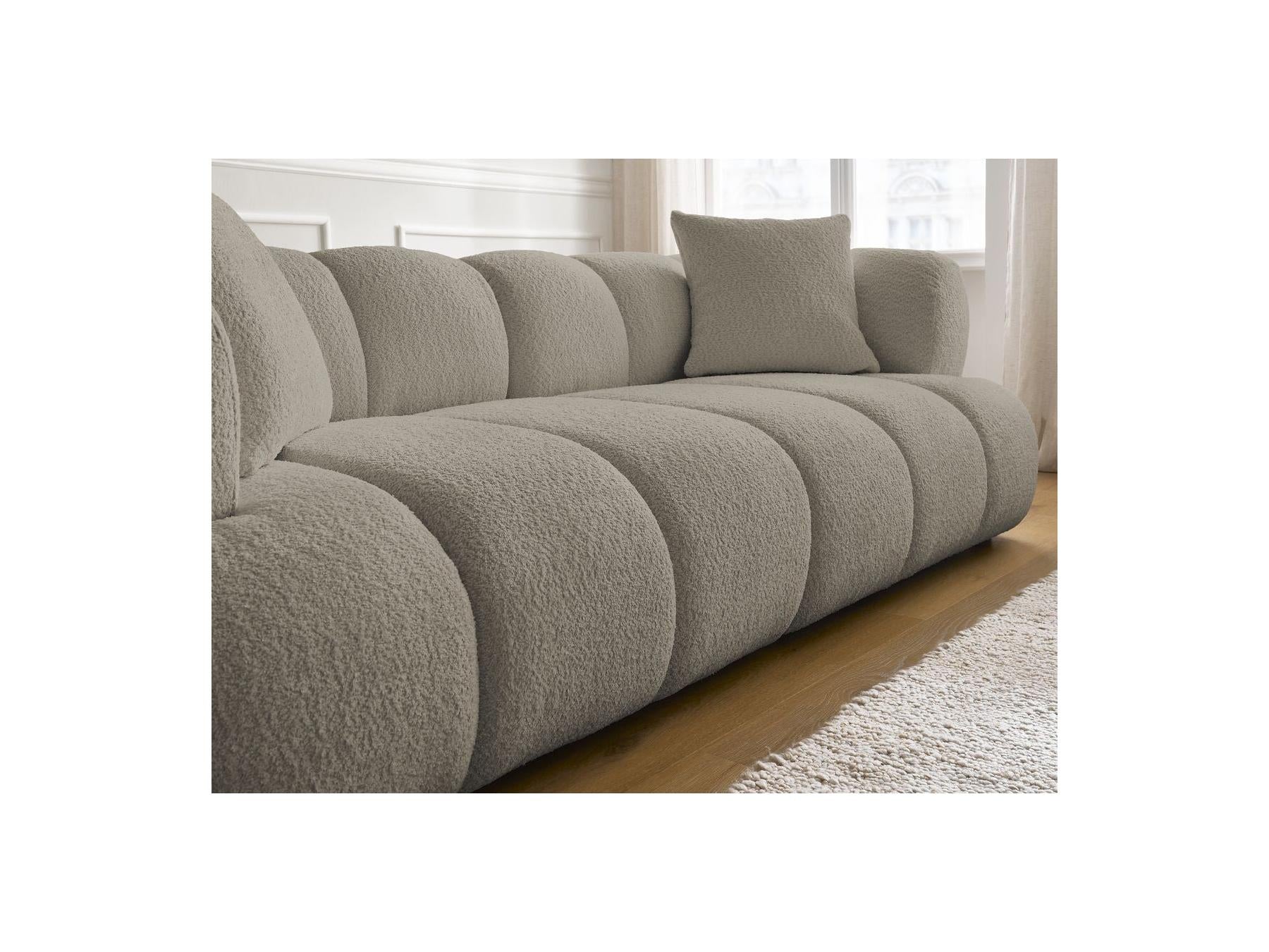 Pamira - Fixed Straight 3-Seater Sofa - Bouclé Fabric