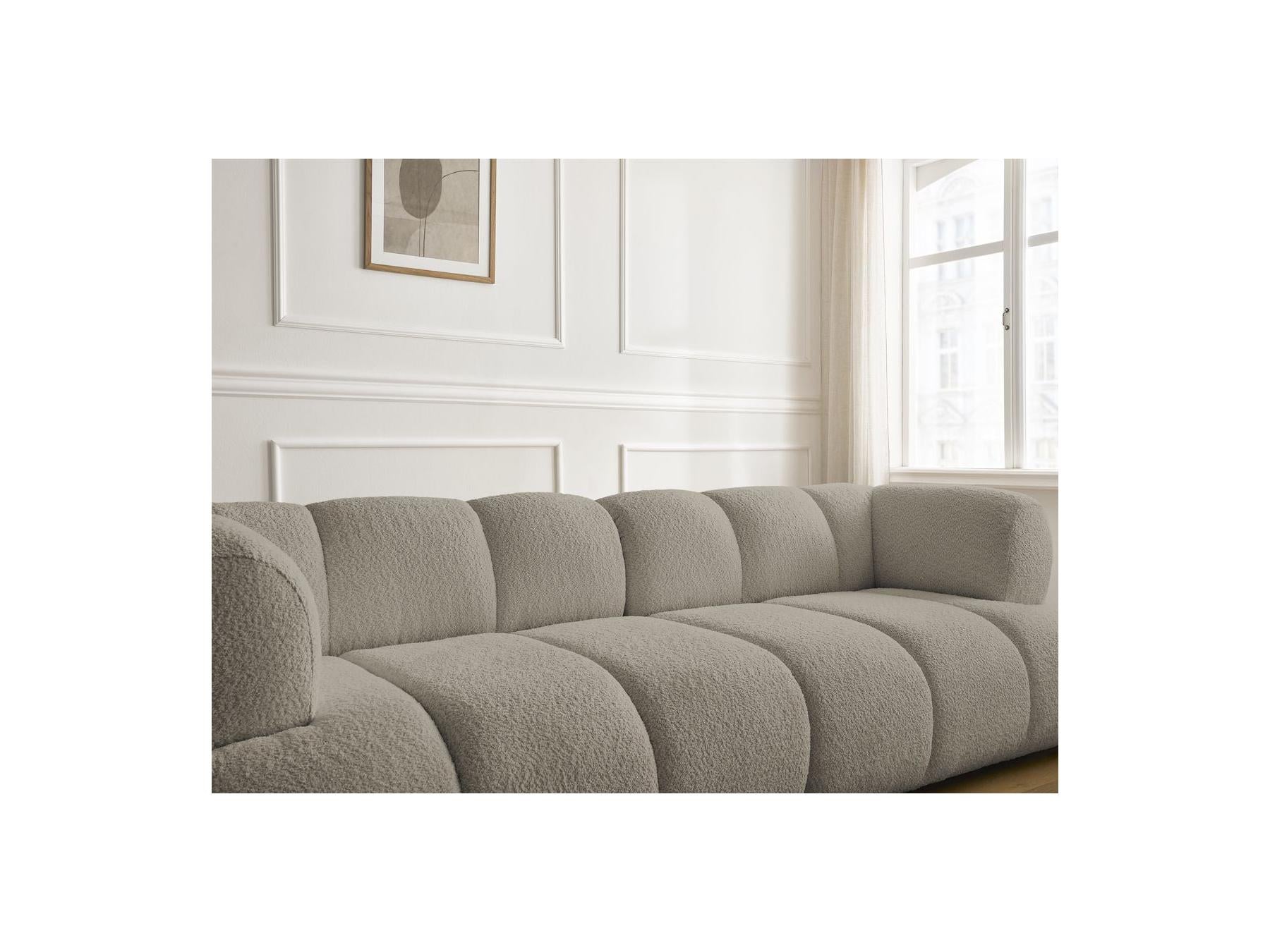 Pamira - Fixed Straight 3-Seater Sofa - Bouclé Fabric