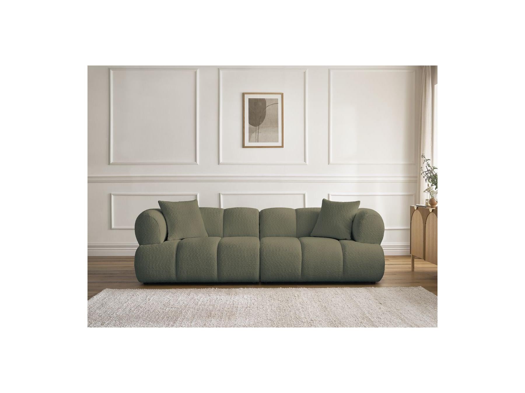 Pamira - Fixed Straight 3-Seater Sofa - Bouclé Fabric