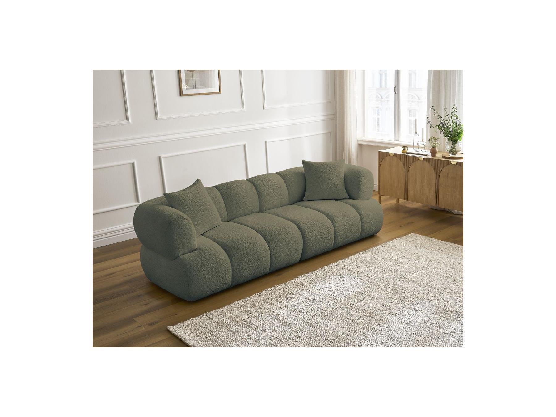 Pamira - Fixed Straight 3-Seater Sofa - Bouclé Fabric