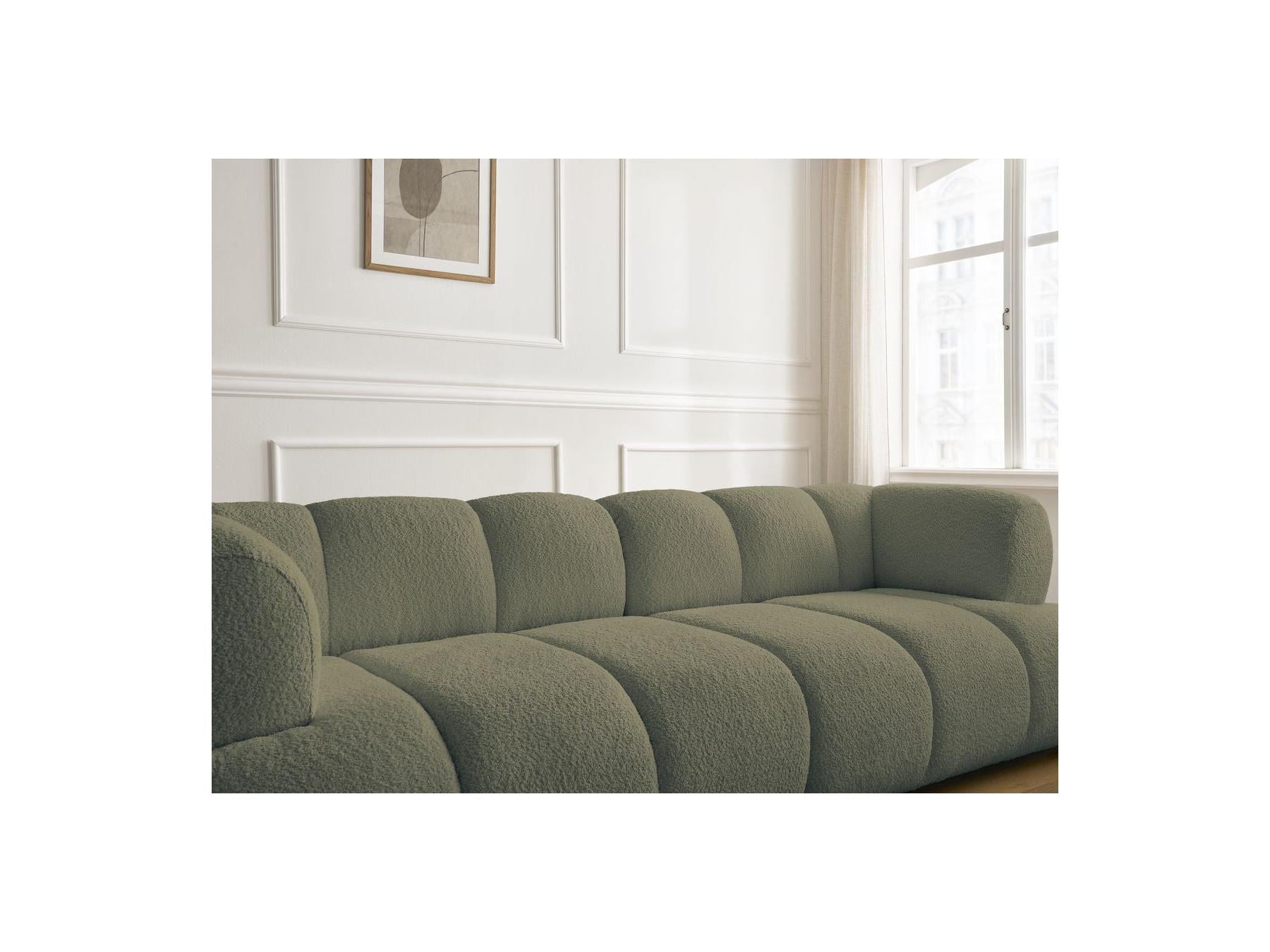 Pamira - Fixed Straight 3-Seater Sofa - Bouclé Fabric