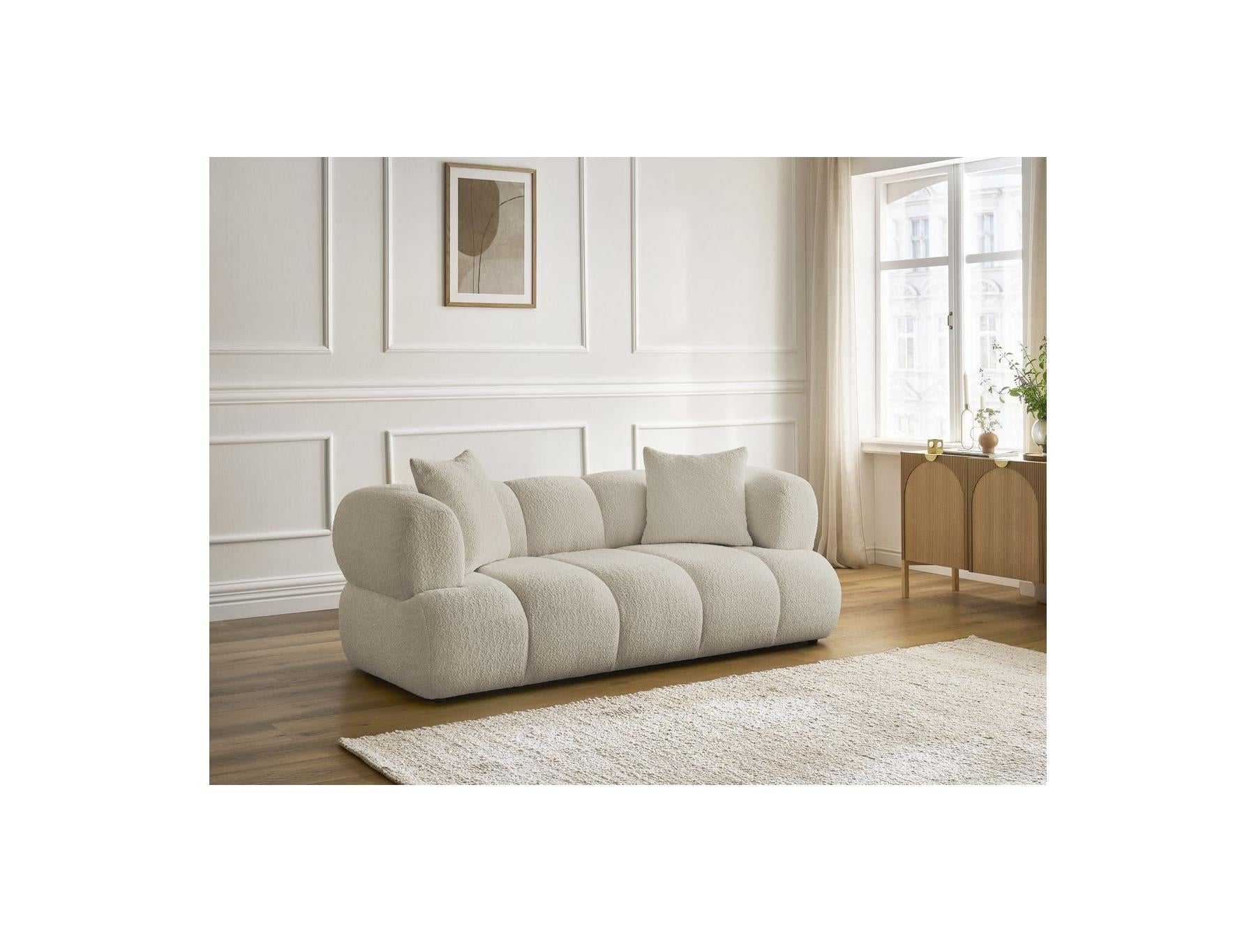 Pamira - Fixed Straight 2-Seater Sofa - Bouclé Fabric