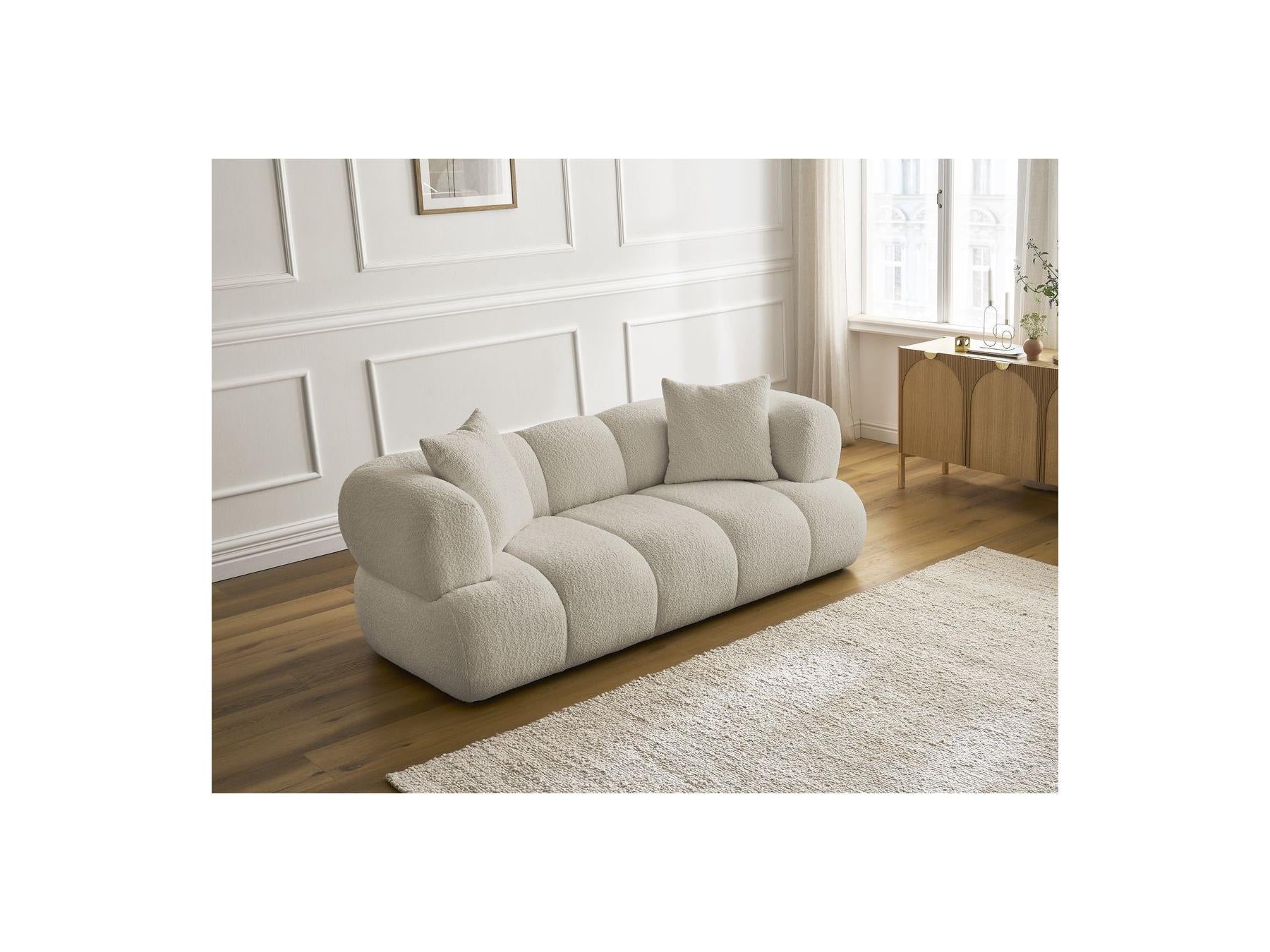 Pamira - Fixed Straight 2-Seater Sofa - Bouclé Fabric